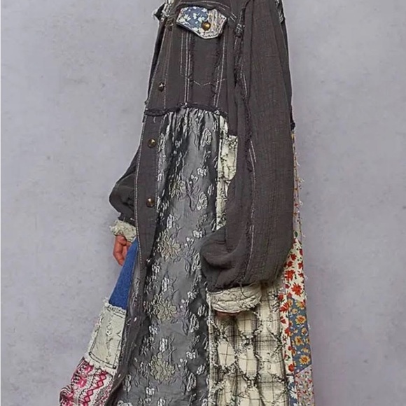 POL Patchwork Jacket in Charcoal and Cream New - Picture 2 of 3